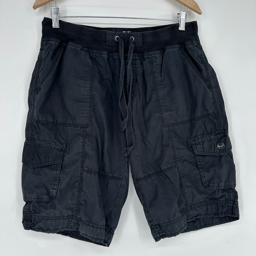 Y2K Calvin Klein Cargo Black Utility Shorts Men Drawstring Baggy
